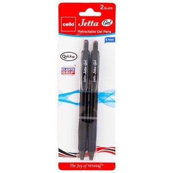 72 Pieces of Pens 2ct Gel Black Ink Jetta Retractable .7mm Ref# Gpjgbk0702