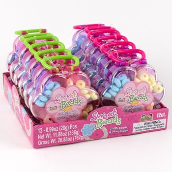 144 Pieces Candy Sweet Beads Diy Jewelry W/daisy Case 2 Asst In 12pc Pdq - Food & Beverage