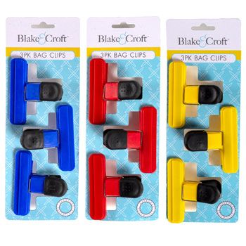 36 Pieces of Bag Clips 3pk W/soft Grip 3x2.5in 3ast Colors Tcd Red/blue/yellow