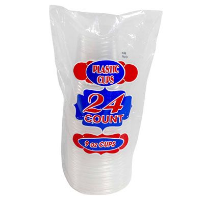 48 Pieces of Cup Plastic 24ct 9oz Clear Disposable W/prtd pb