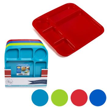24 Pieces of Food Tray 5 Section Plastic