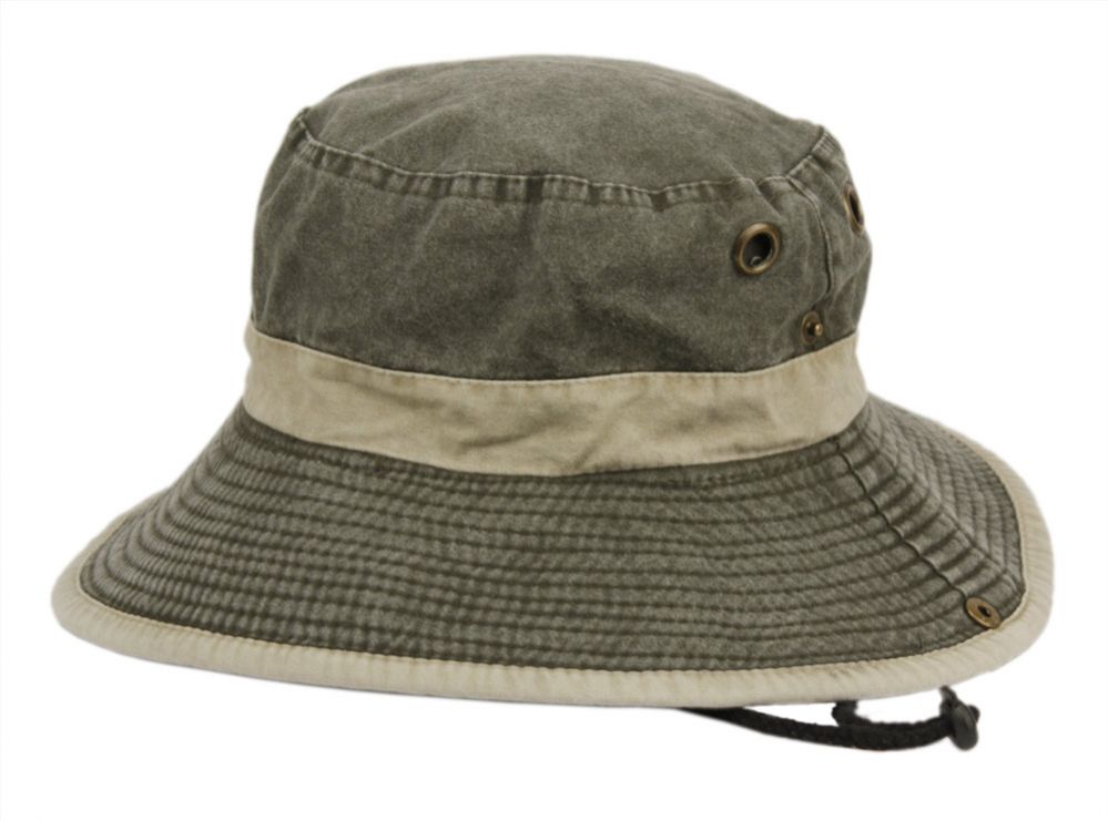 12 Pieces of Washed Cotton Canvas Bucket Hats W/chin Cord Strap