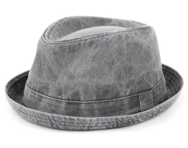 12 Pieces of Washed Cotton Fedora Hats Color Black