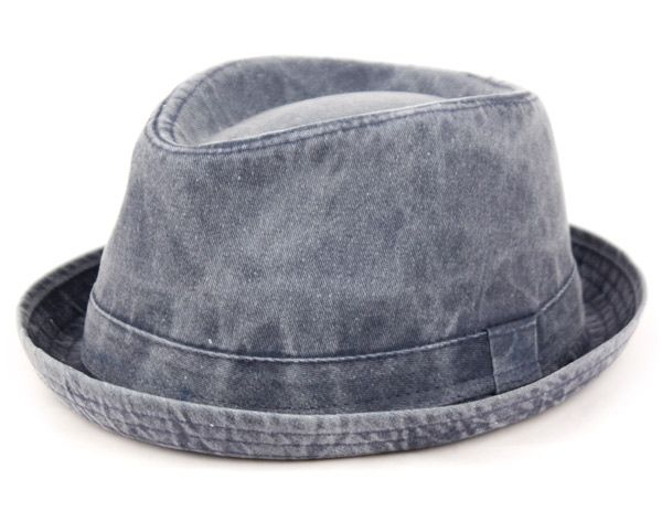 12 Pieces of Washed Cotton Fedora Hats Color Navy