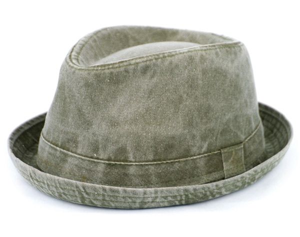 12 Pieces of Washed Cotton Fedora Hats Color Olive