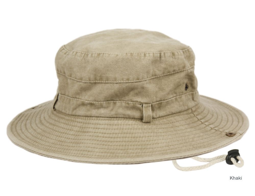 12 Wholesale Washed Cotton Outdoor Bucket Hats W/chin Cord Strap Color Khaki