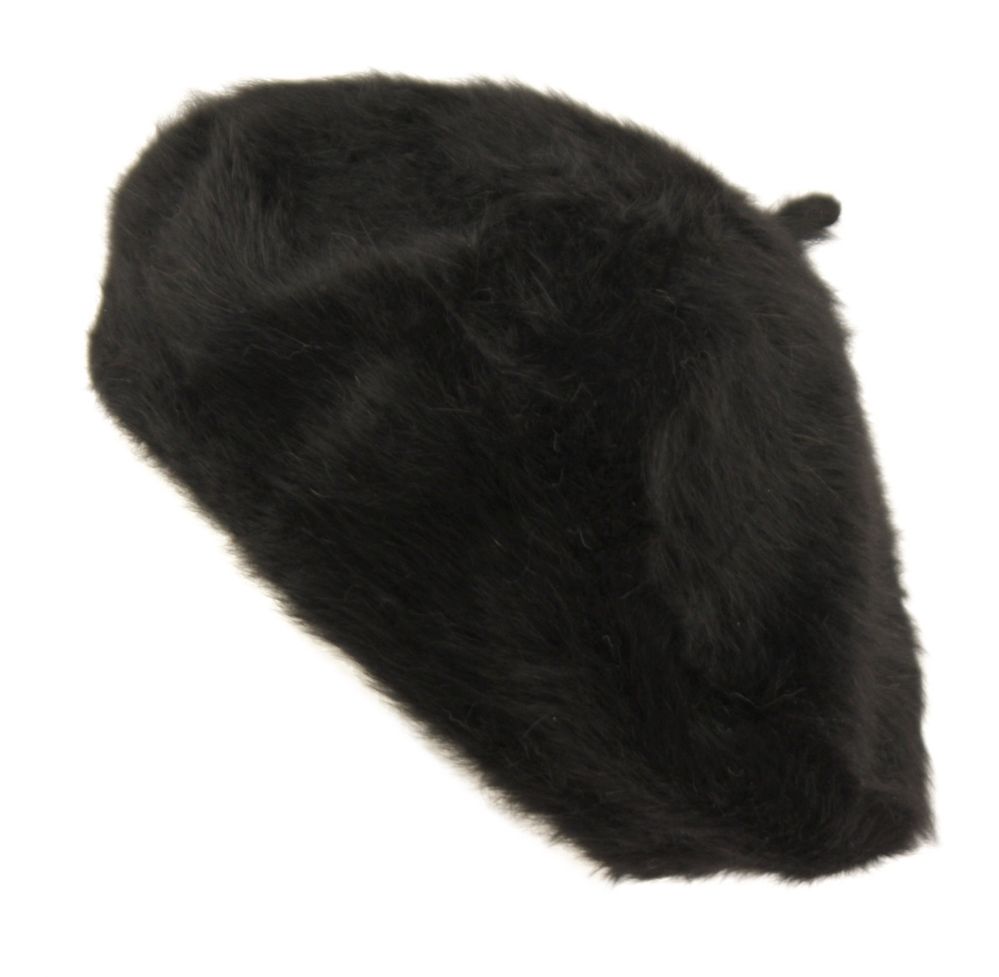 12 Pieces of Soft Angora Beret Hats Color Black