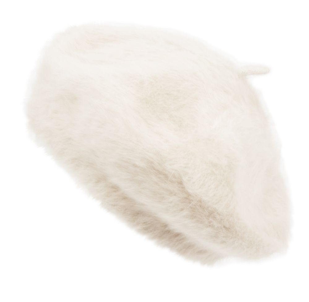 12 Pieces of Soft Angora Beret Hats Color White