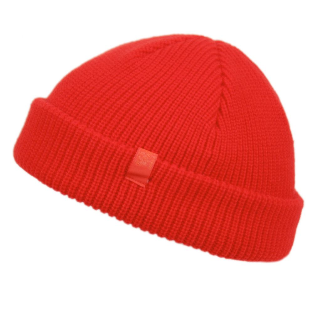 12 Pieces Fisherman Dock Knit Cuff Beanie Color Red Winter Beanie