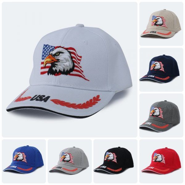 6 Pieces of Men Caps Eagle on USA Flag Logo