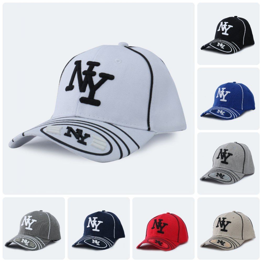 6 Pieces of Men Caps Logo NY Bold Line