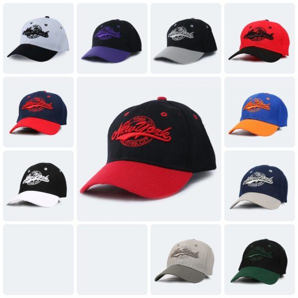 6 Pieces of Men Caps Logo NY Embroidery Dual Color