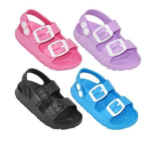 48 Wholesale Toddler's Two Strap Sandals With Buckles