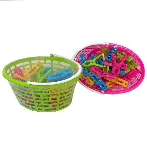 96 Pieces of 20 Piece Plastic Clothes Pin With Basket