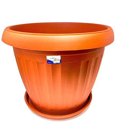 12 Wholesale Xlarge Plastic Planter With Tray 17x16 Inch