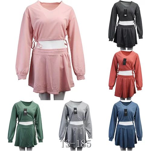 12 Sets of Set Long Sleeve Adjustable Length Skirt Set Cotton Size S / M