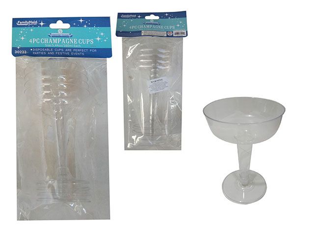 48 Packs of 4pc Clear Plastic Champagne Cups
