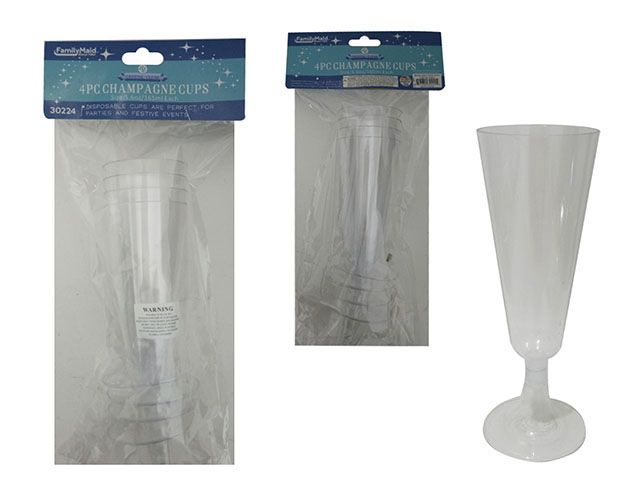 48 Packs of 4 Piece Clear Plastic Champagne Cups