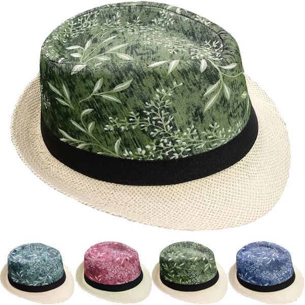 24 Wholesale Adult Leaf Fedora Hat