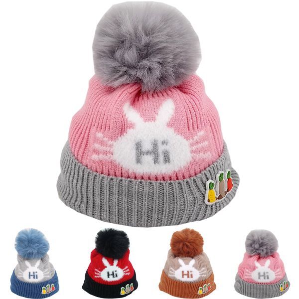 24 Pieces Kid's Bunny "hi" Winter Hat - Junior / Kids Winter Hats