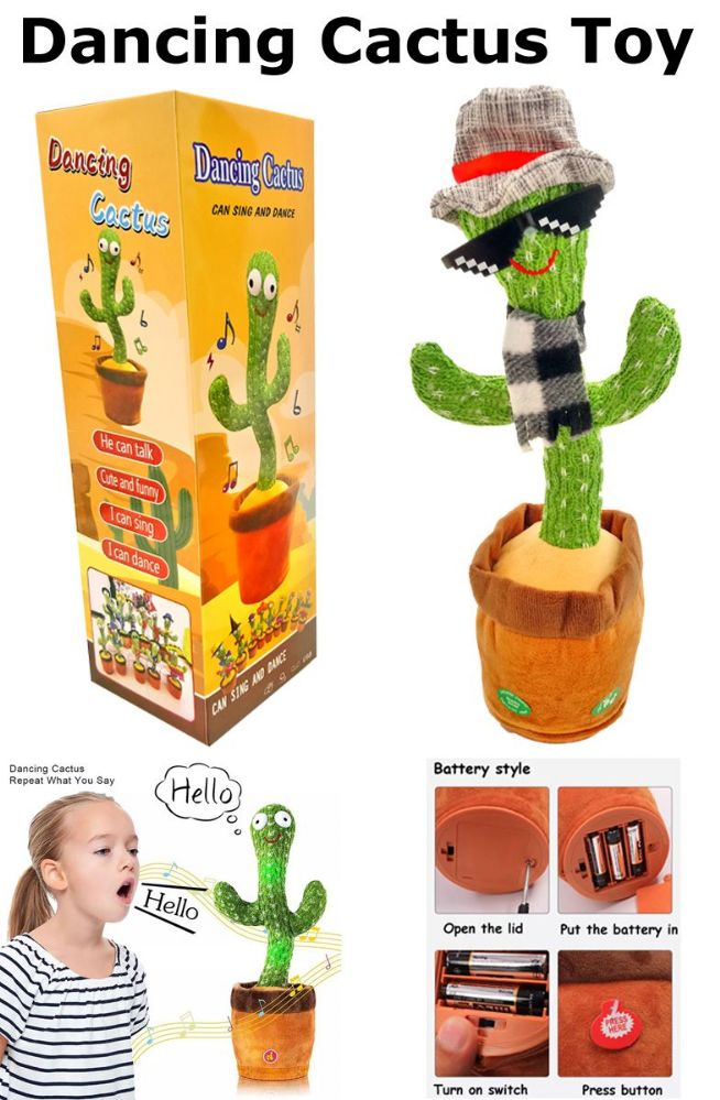 3 Wholesale Plaid Hat Dancing Cactus Toy