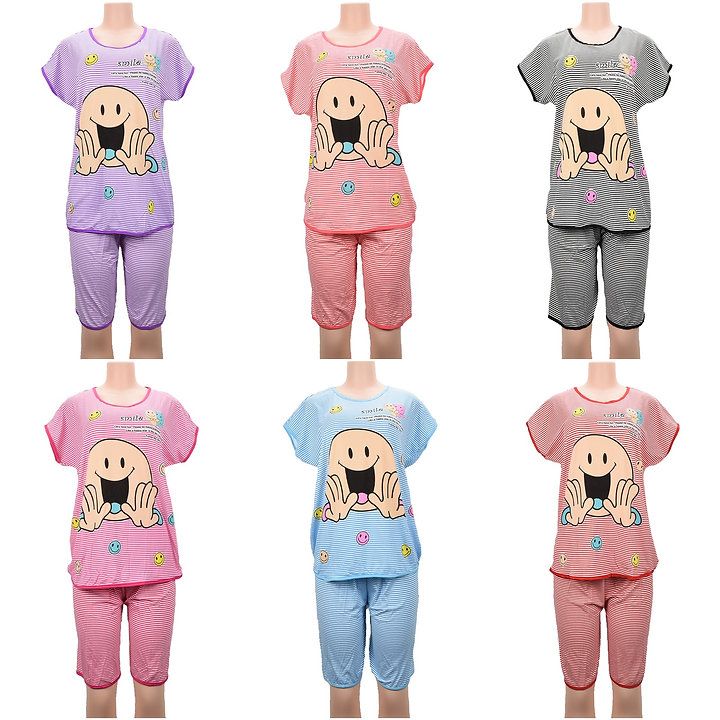 24 Sets of Women Smiley Face Design Pajama Size M