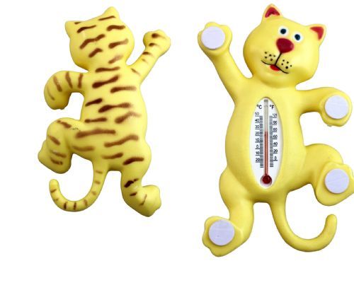 48 Pieces of Smiling Cat Shape Outdoor Window Thermometer Self Adhesive Legs 6.75 Inch
