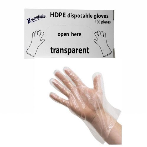 144 Pieces of 100 Piece Transparent Hdpe Disposable Gloves