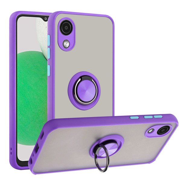 12 Wholesale Tuff Slim Armor Hybrid Ring Stand Case For Samsung A03 Core In Purple