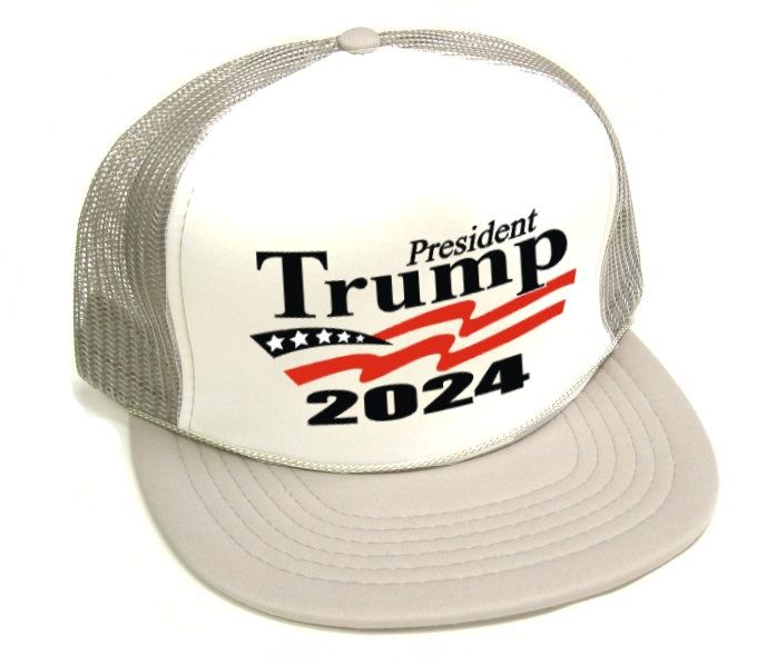 24 Pieces of President Trump 2024 Caps - White Front Silver