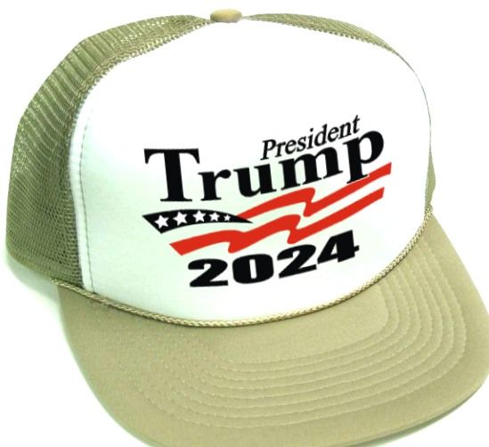 24 Pieces of President Trump 2024 Caps - White Front Tan