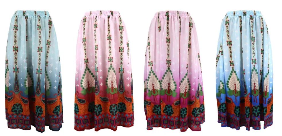 96 Wholesale Womens Long Skirt Tutu Swing Skirts Pleated High Elastic Waist Size Assorted