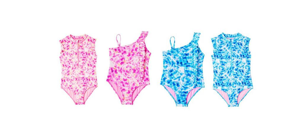 24 Wholesale Infant Girl's High Fashion One Piece Swimsuits With Tie Dye Print Sizes 12M-24m