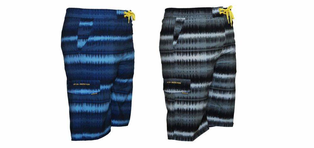 24 Pieces of Men's High Fashion Fast Dry 4-Way Stretch Swim Trunks W/ Soundwave Pattern - Sizes SmalL-2xl