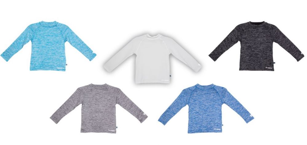 30 Pieces of Boy's High Fashion Long Sleeve Heathered Rash Guards - Assorted Colors - Sizes SmalL-xl
