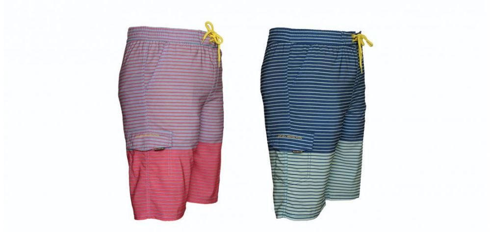 24 Wholesale Men's High Fashion Fast Dry 4-Way Stretch Swim Trunks W/ Striped Pattern - Sizes SmalL-2xl