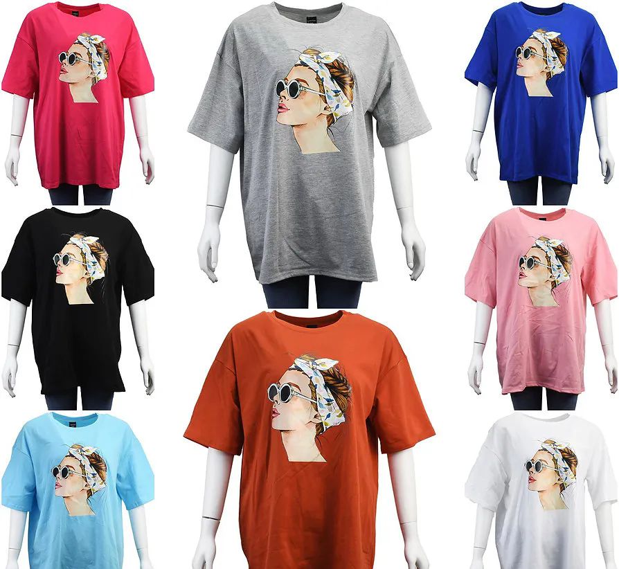 24 Pieces of Girl Print Oversized T-Shirt Size S / M