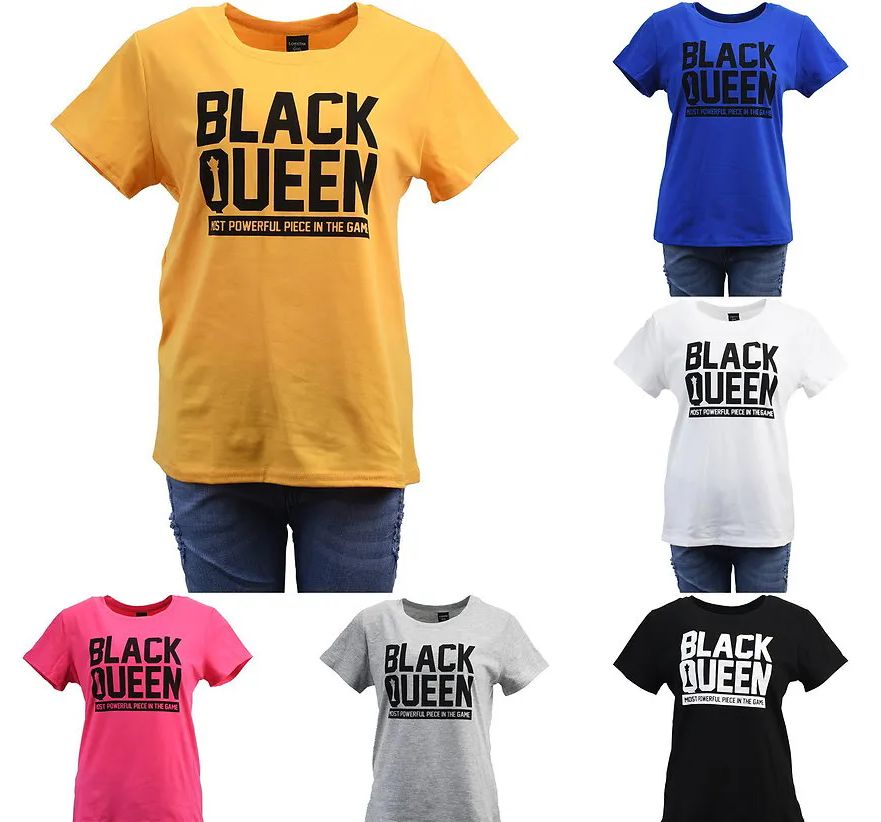 24 Pieces of Womens Cotton Black Queen Print T-Shirt Size L / xl