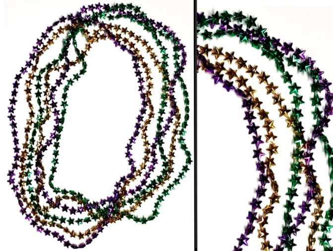 144 Pieces Star Bead Mardi Gras Necklace, 33" Length - Party Necklaces & Bracelets