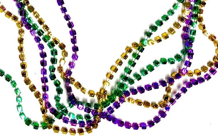 144 Pieces Dice Bead Mardi Gras Necklace, 33" Length - Party Necklaces & Bracelets