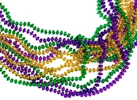 144 Pieces Flat Bead Mardi Gras Necklace, 48" Length - Party Necklaces & Bracelets