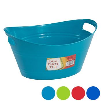48 Pieces of Basket Oval Tub W/double Handles 5.25 X 12.5 - 4 Colors In Pdq