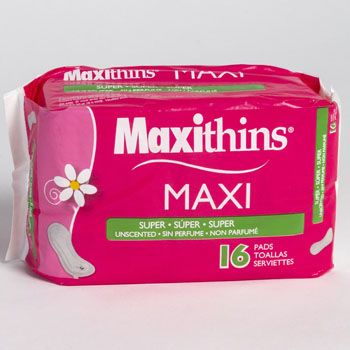 36 pieces of Maxithins Feminine Pads 16ct Super Unscented