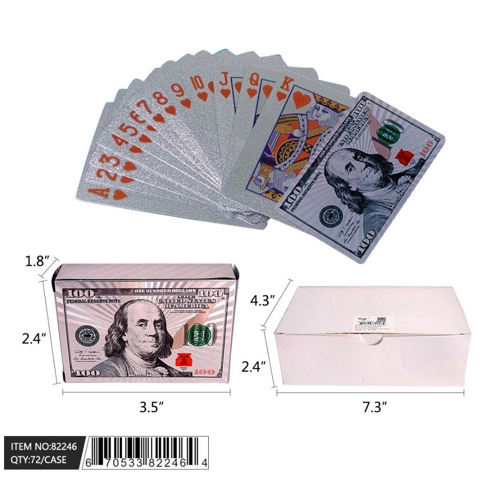 80 Pieces of 2.5" Silver Color Playing Card