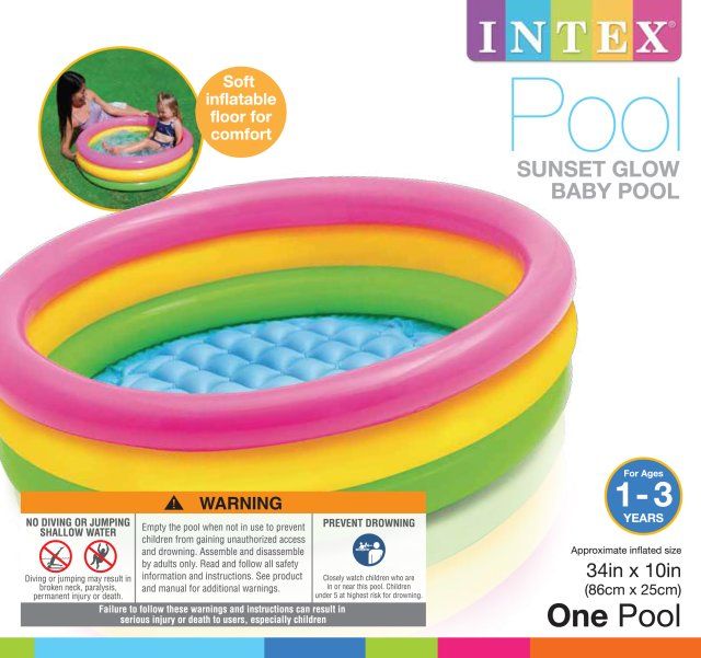 SWIMMING POOL BABY'S FIRST POOL SUNSET GLOW 3 RING POOL NEW 