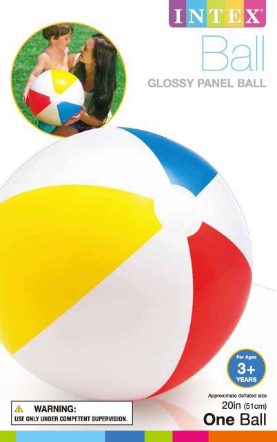 18 Pieces of Beach Ball 20 Inch Glossy Panel Age 3 Plus Poly Bag