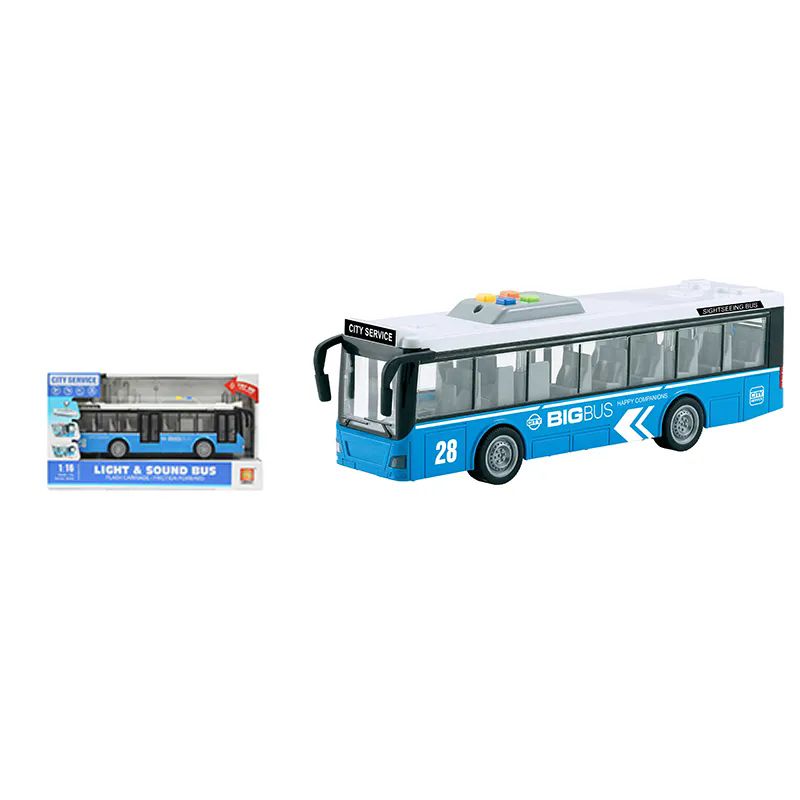 6 Wholesale 1:16 Single Bus With Light And Sound Blue