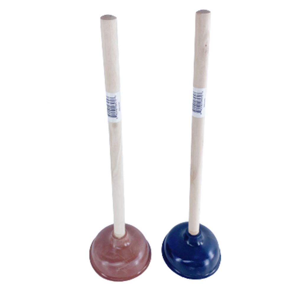 36 Pieces of Plunger 5 Inch With 18 Inch Wooden Handle Assorted Black And Brown