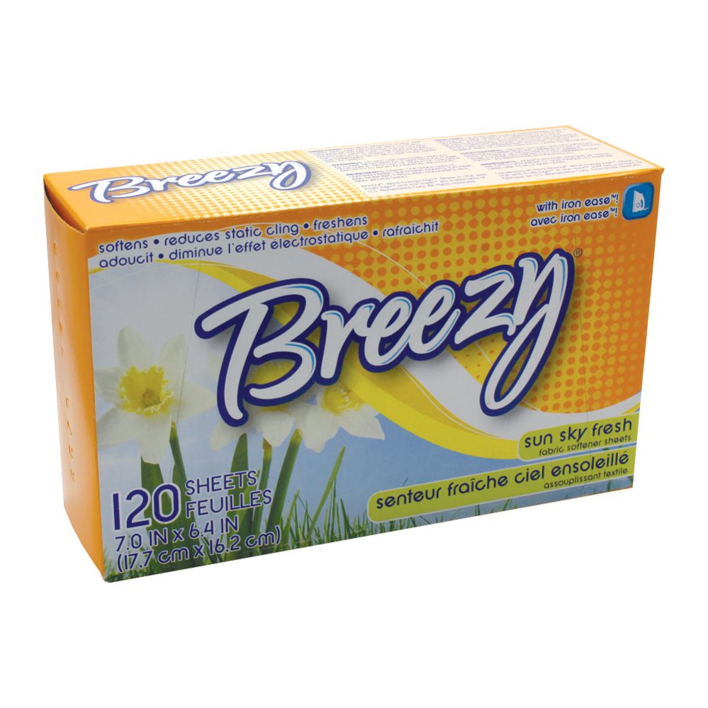 6 Pieces of Breezy Dryer Sheets 120 Count Sun Sky
