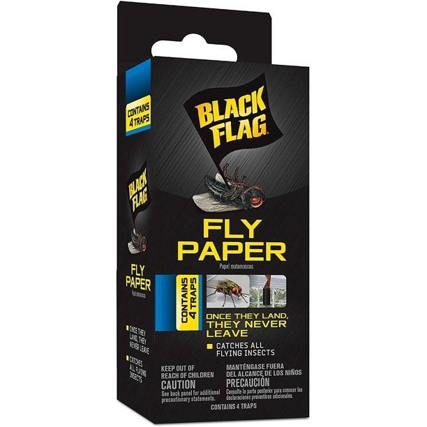24 Pieces of Black Flag Fly Paper 4pk